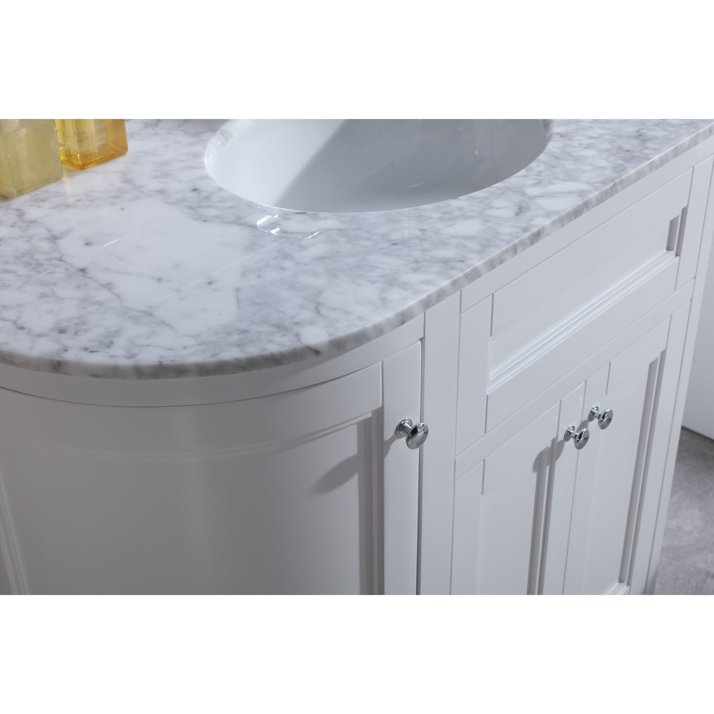 36" Freestanding Wooden Bathroom Vanity Modern Bathroom Cabinet with Marble Countertop (Right Basin, White)