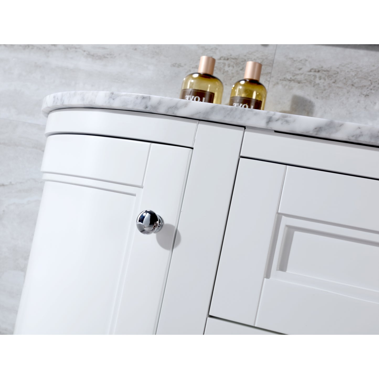 36" Freestanding Wooden Bathroom Vanity Modern Bathroom Cabinet with Marble Countertop (Right Basin, White)